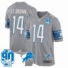 Detroit Lions 90th Year & Michigan Patch Game Jersey – All Stitched – Gray – St. Brown Jersey