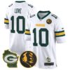 Packers John Madden & Home Patch Game Jersey – All Stitched – White – Jordan Love Jersey