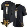 Houston Texans 2024 Texas Patch Gold Vapor Limited Jersey – All Stitched – Black Limited – Stefon Diggs Jersey