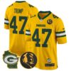 Packers John Madden & Home Patch Game Jersey – All Stitched – Gold – Donald Trump Jersey