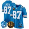 Detroit Lions 2024 90th & John Madden Patch Game Jersey – All Stitched – Blue – Sam Laporta Jersey