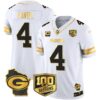 Packers 100th Season & Home Patch Gold Vapor Limited Jersey – All Stitched – White Gold – Brett Favre Jersey