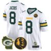 Packers John Madden & Home Patch Game Jersey – All Stitched – White – Josh Jacobs Jersey