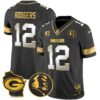 Packers John Madden & Home Patch Gold Vapor Limited Jersey – All Stitched – Black Limited – Aaron Rodgers Jersey