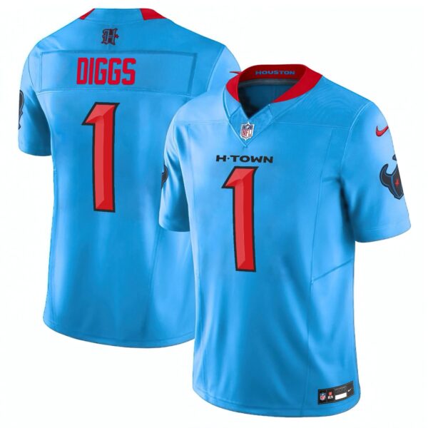 Houston Texans 2024 Vapor Limited Jersey V2 – All Stitched – Blue – Stefon Diggs Jersey