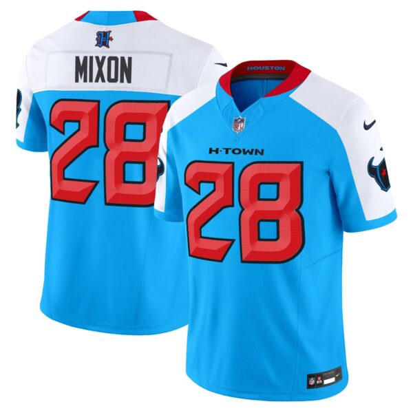 Houston Texans 2024 Vapor Limited Jersey V2 – All Stitched – Blue Alternate – Joe Mixon Jersey
