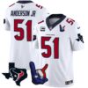 Houston Texans Hand Sign Throwing Up The H Vapor Jersey – All Stitched – White – Will Anderson Jr. Jersey