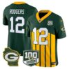 Packers 100th Season & Home Patch Vapor Limited Jersey – All Stitched – Green Special – Aaron Rodgers Jersey