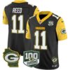 Packers 100th Season & Home Patch Cheese Vapor Limited Jersey – All Stitched – Black – Jayden Reed Jersey