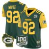 Packers 100th Season & Home Patch Cheese Vapor Limited Jersey – All Stitched – Green – Reggie White Jersey