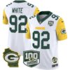 Packers 100th Season & Home Patch Cheese Vapor Limited Jersey – All Stitched – White – Reggie White Jersey