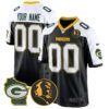 Packers John Madden & Home Patch Game Custom Jersey – All Stitched – Black Alternate Jersey