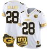 Packers 100th Season & Home Patch Gold Vapor Limited Jersey – All Stitched – White Gold – AJ Dillon Jersey