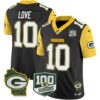 Packers 100th Season & Home Patch Cheese Vapor Limited Jersey – All Stitched – Black – Jordan Love Jersey