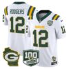 Packers 100th Season & Home Patch Vapor Limited Jersey – All Stitched – White – Aaron Rodgers Jersey