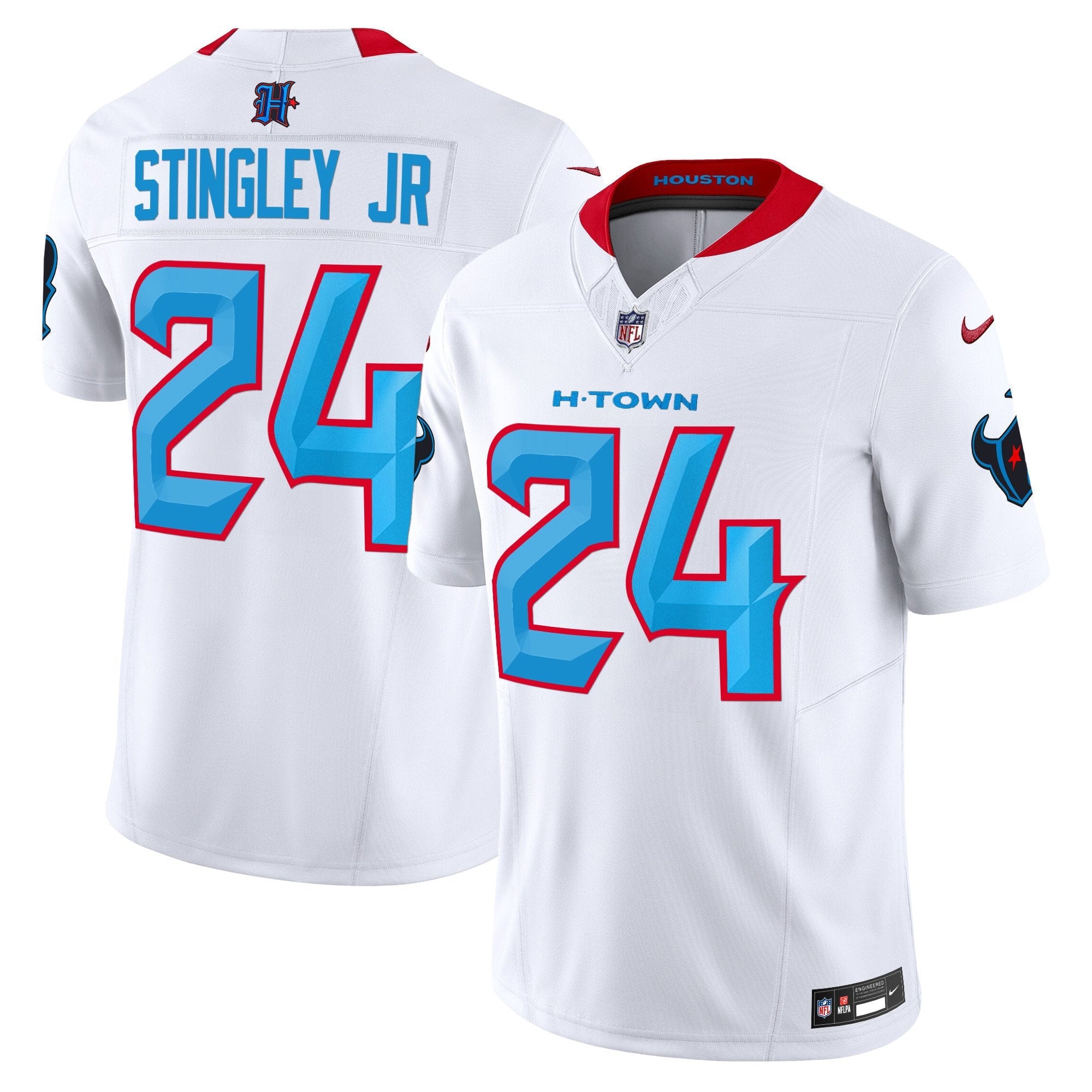 Houston Texans 2024 Vapor Limited Jersey V2 – All Stitched – White – Derek Stingley Jr. Jersey