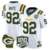 Packers 100th Season & Home Patch Vapor Limited Jersey – All Stitched – White – Reggie White Jersey