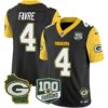 Packers 100th Season & Home Patch Cheese Vapor Limited Jersey – All Stitched – Black – Brett Favre Jersey