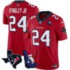 Houston Texans Hand Sign Throwing Up The H Vapor Jersey – All Stitched – Red – Derek Stingley Jr. Jersey