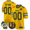 Packers John Madden & Home Patch Game Custom Jersey – All Stitched – Gold Jersey