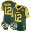 Packers 100th Season & Home Patch Cheese Vapor Limited Jersey – All Stitched – Green – Aaron Rodgers Jersey