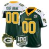 Packers 100th Season & Home Patch Vapor Limited Custom Jersey – All Stitched – Green Alternate Jersey