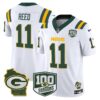 Packers 100th Season & Home Patch Vapor Limited Jersey – All Stitched – White – Jayden Reed Jersey
