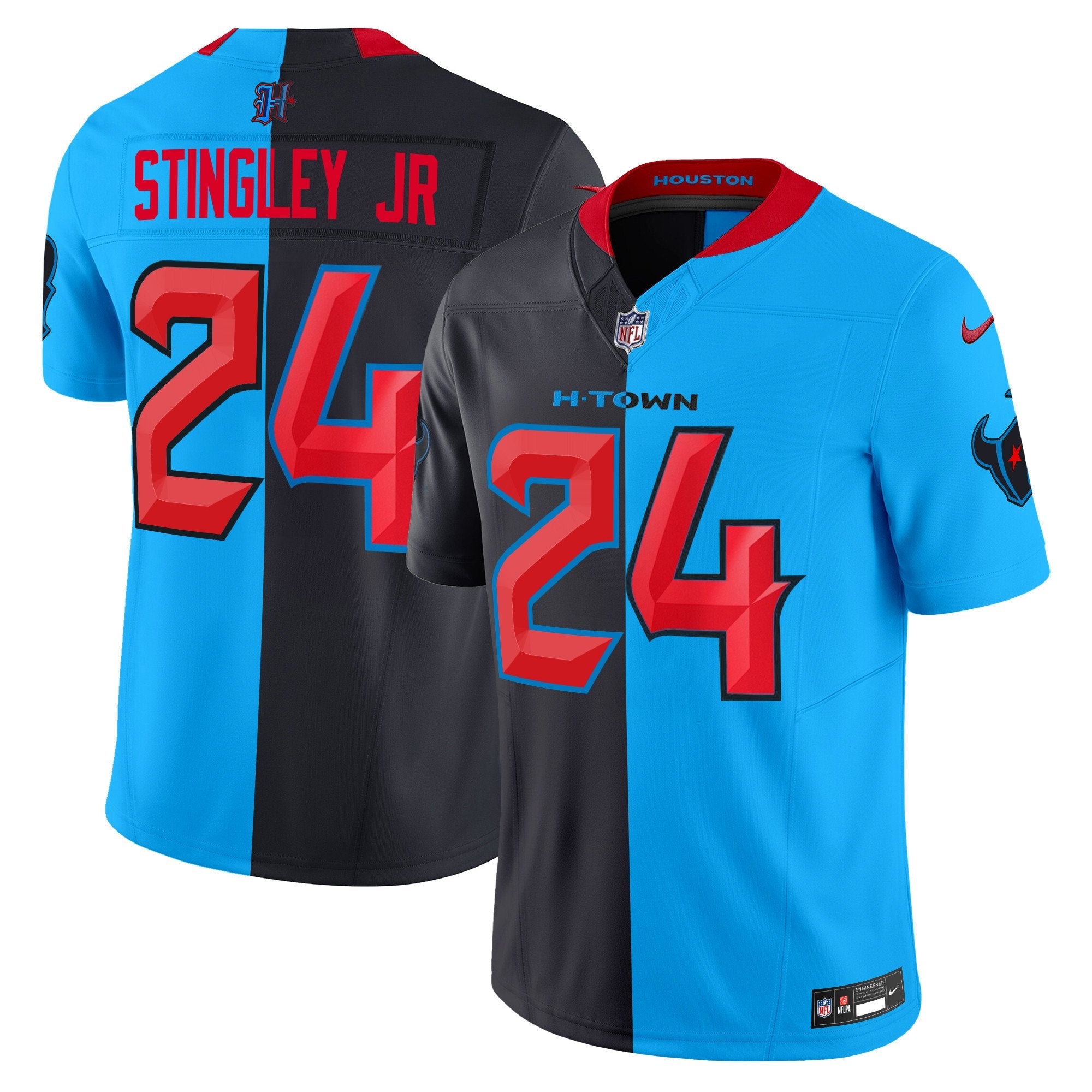 Houston Texans 2024 Vapor Limited Jersey V2 – All Stitched – Split – Derek Stingley Jr. Jersey