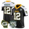 Packers 100th Season & Home Patch Vapor Limited Jersey – All Stitched – Black Alternate – Aaron Rodgers Jersey