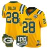 Packers 100th Season & Home Patch Vapor Limited Jersey – All Stitched – Gold – AJ Dillon Jersey