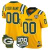 Packers 100th Season & Home Patch Vapor Limited Custom Jersey – All Stitched – Gold Jersey