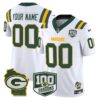 Packers 100th Season & Home Patch Vapor Limited Custom Jersey – All Stitched – White Jersey