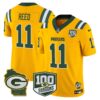 Packers 100th Season & Home Patch Vapor Limited Jersey – All Stitched – Gold – Jayden Reed Jersey