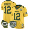 Packers 100th Season & Home Patch Cheese Vapor Limited Jersey – All Stitched – Gold – Aaron Rodgers Jersey