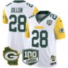 Packers 100th Season & Home Patch Cheese Vapor Limited Jersey – All Stitched – White – AJ Dillon Jersey
