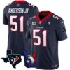 Houston Texans Hand Sign Throwing Up The H Vapor Jersey – All Stitched – Navy – Will Anderson Jr. Jersey