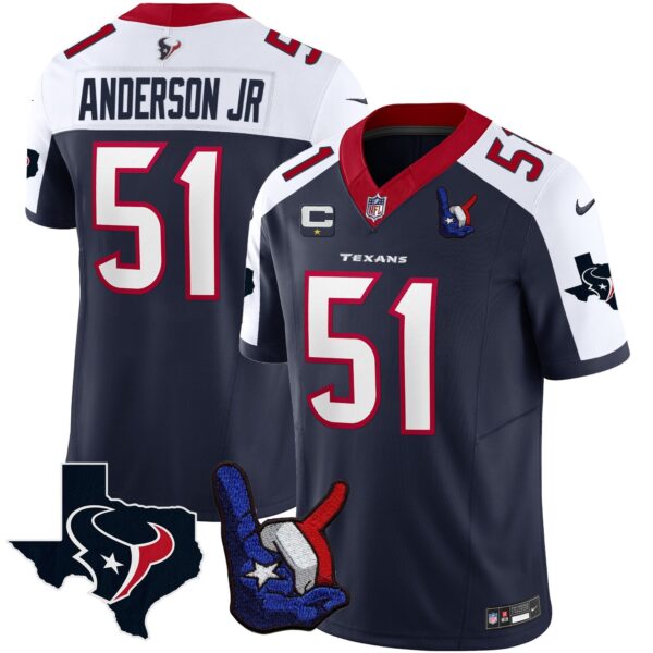 Houston Texans Hand Sign Throwing Up The H Vapor Jersey – All Stitched – Alternate – Will Anderson Jr. Jersey
