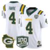 Packers 100th Season & Home Patch Vapor Limited Jersey – All Stitched – White – Brett Favre Jersey
