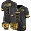 Packers 100th Season & Home Patch Gold Vapor Limited Jersey – All Stitched – Black Gold – Josh Jacobs Jersey