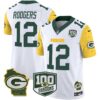 Packers 100th Season & Home Patch Cheese Vapor Limited Jersey – All Stitched – White – Aaron Rodgers Jersey