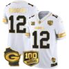 Packers 100th Season & Home Patch Gold Vapor Limited Jersey – All Stitched – White Gold – Aaron Rodgers Jersey