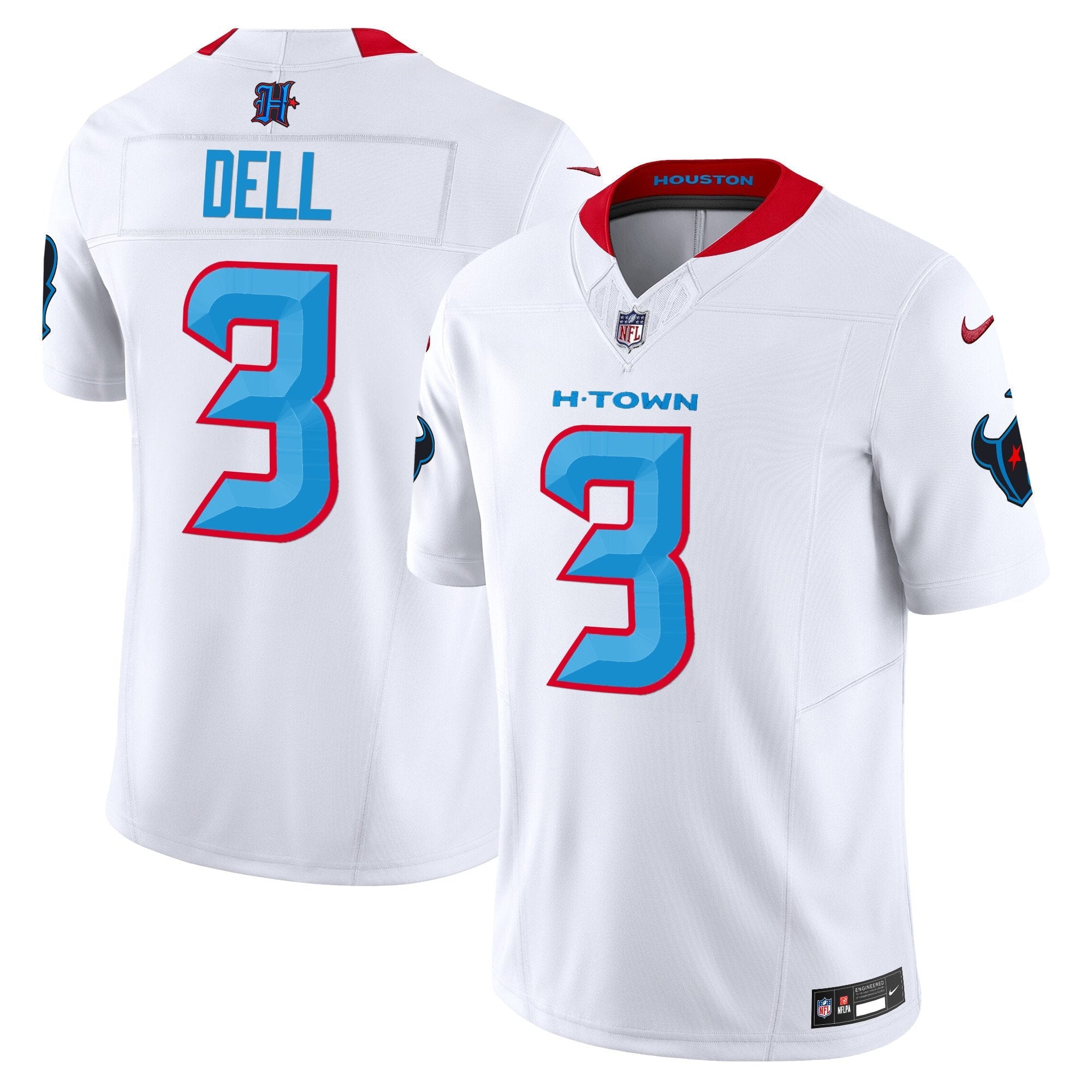 Houston Texans 2024 Vapor Limited Jersey V2 – All Stitched – White – Tank Dell Jersey