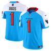 Houston Texans 2024 Vapor Limited Jersey V2 – All Stitched – Blue Alternate – Stefon Diggs Jersey