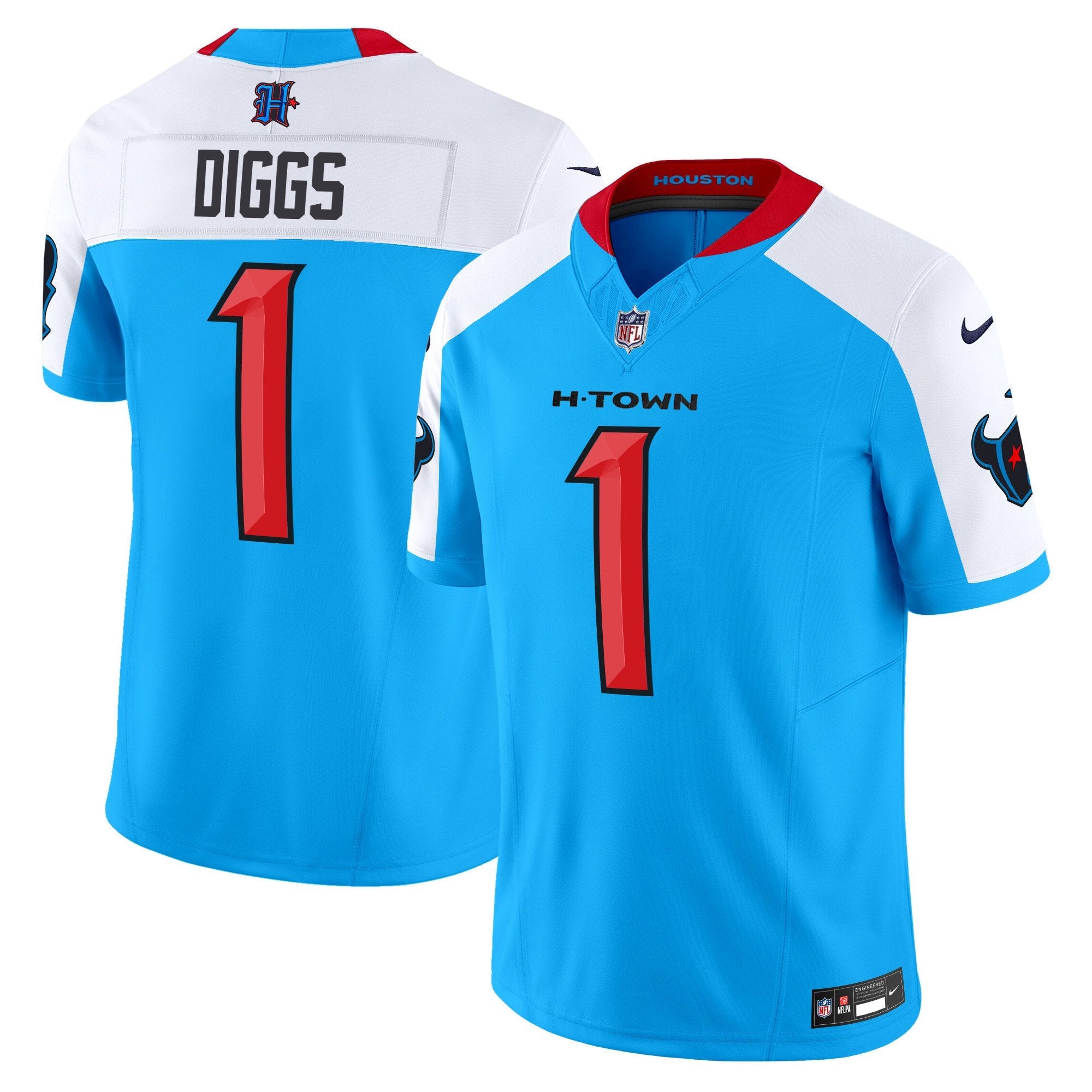 Houston Texans 2024 Vapor Limited Jersey V2 – All Stitched – Blue Alternate – Stefon Diggs Jersey