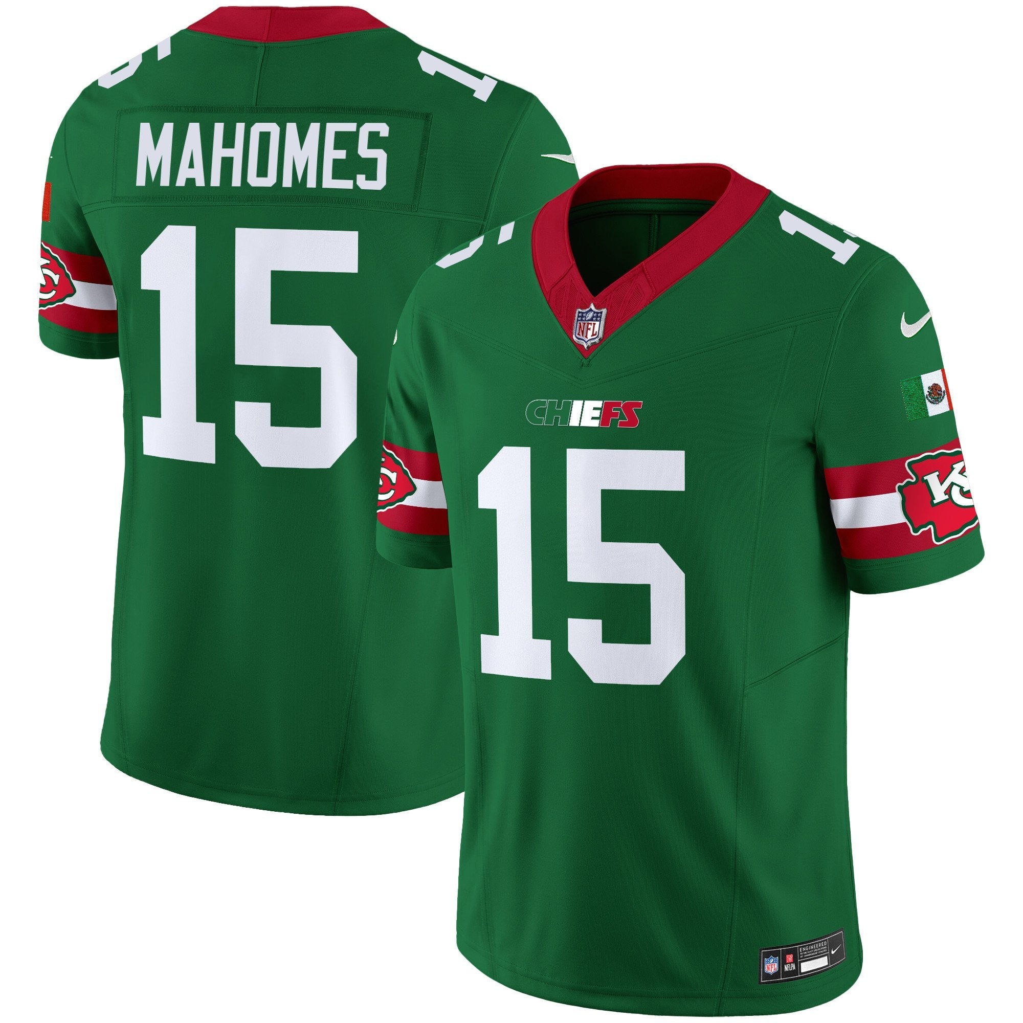 Chiefs Mexico Vapor Limited Jersey – All Stitched – Green – Patrick Mahomes Jersey