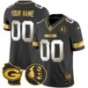Packers John Madden & Home Patch Gold Vapor Limited Custom Jersey – All Stitched – Black Limited Jersey