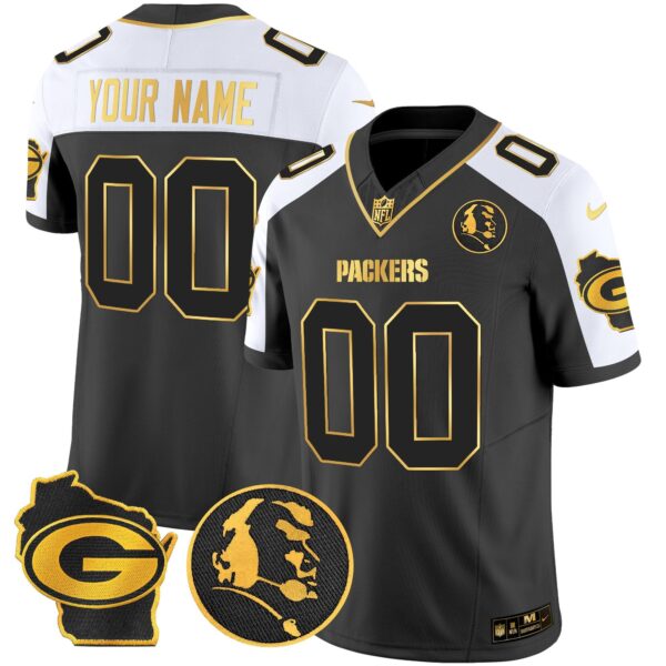 Packers John Madden & Home Patch Gold Vapor Limited Custom Jersey – All Stitched – Alternate Jersey
