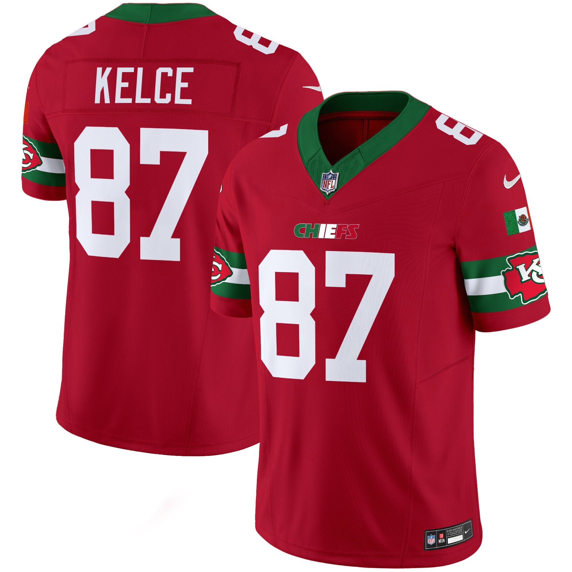 Chiefs Mexico Vapor Limited Jersey – All Stitched – Red – Travis Kelce Jersey