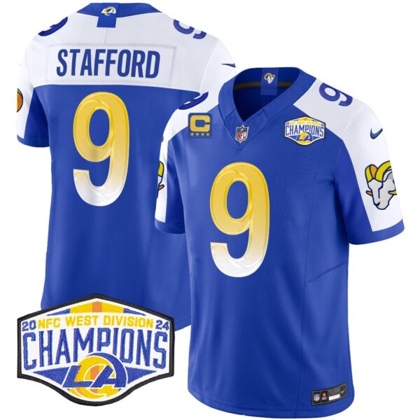 Los Angeles Rams 2024 NFC West Division Champions Vapor Limited Jersey – All Stitched – Royal Alternate – Matthew Stafford Jersey