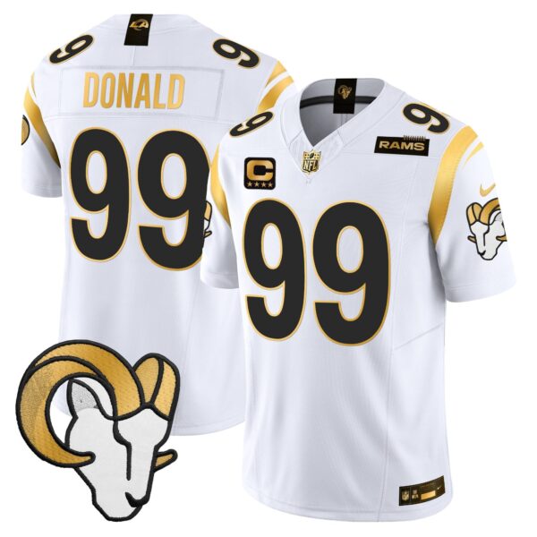Los Angeles Rams 2024 Gold Vapor Limited Jersey – All Stitched – White – Aaron Donald Jersey
